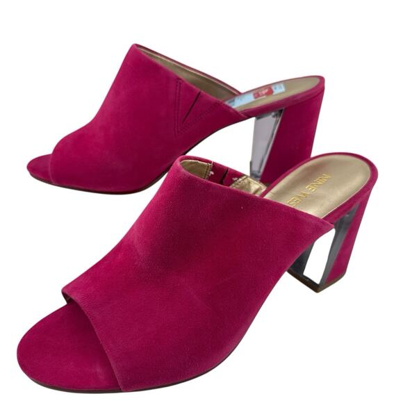Nine West Shoes - Nine West Gemily Mules Clogs Shoe Size 9.5 M Fuchia Pink Suede Slip‎ NWB